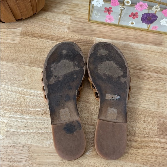 Madewell The Addie Leather Slide Sandals Tan Brown Size 10 Boho Summer Beach - Picture 10 of 11